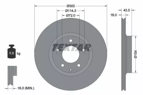 1x TEXTAR 92174503 Brake Disc