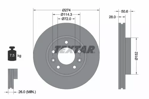 TEXTAR TEXTAR 92174703 1x TEXTAR 92174703 Brake Disc 
