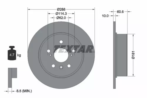 1x TEXTAR 92174903 Brake Disc