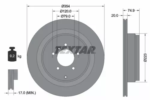 1x  TEXTAR Brake Disc