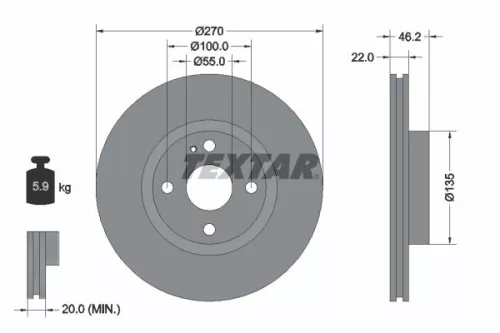 TEXTAR TEXTAR 92175903 1x TEXTAR 92175903 Brake Disc 