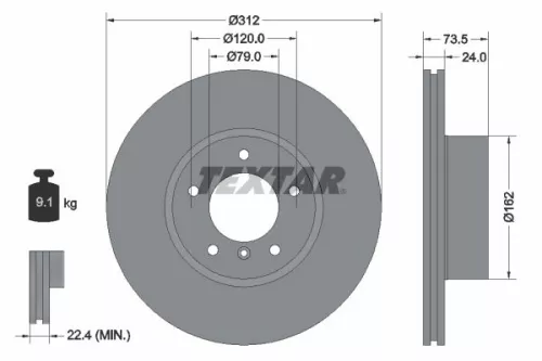 TEXTAR TEXTAR (92176105) 1x TEXTAR 92176105 Brake Disc 
