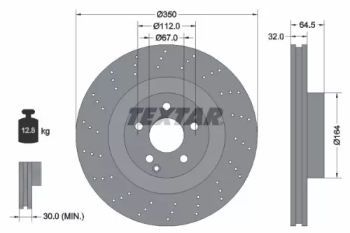 TEXTAR TEXTAR (92176405) 1x TEXTAR 92176405 Brake Disc 