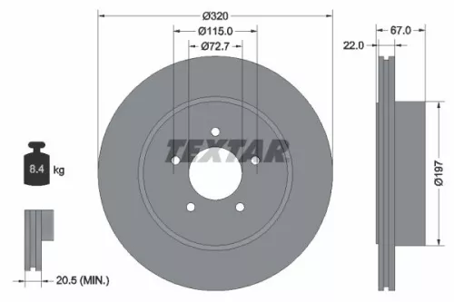 1x  TEXTAR Brake Disc