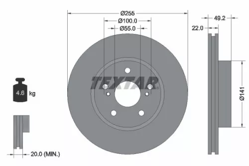 1x TEXTAR 92179503 Brake Disc