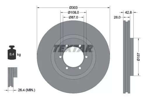 1x TEXTAR 92180003 Brake Disc