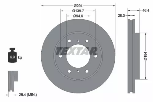 1x  TEXTAR Brake Disc