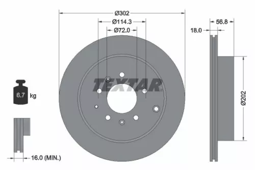 1x  TEXTAR Brake Disc