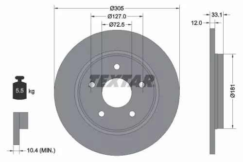 TEXTAR TEXTAR (92181005) 1x TEXTAR 92181005 Brake Disc 
