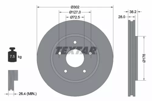 1x TEXTAR 92181503 Brake Disc