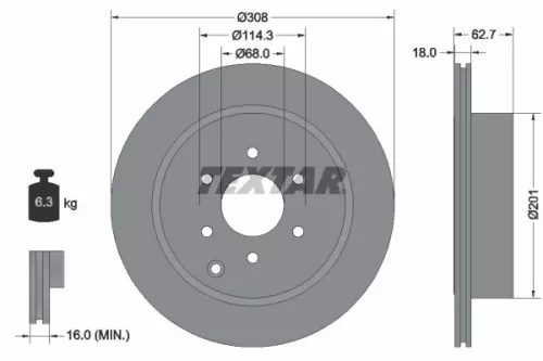 1x TEXTAR 92181603 Brake Disc