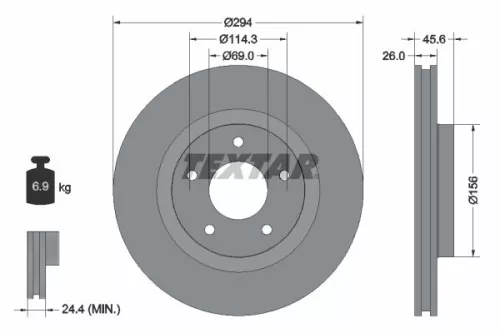 1x TEXTAR 92184405 Brake Disc