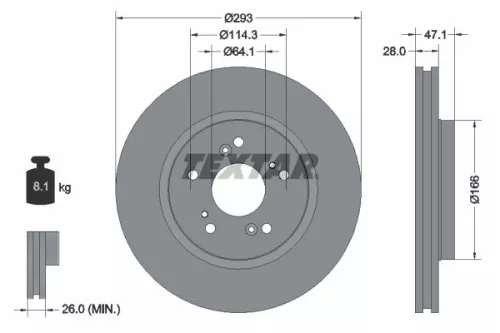 1x TEXTAR 92184803 Brake Disc