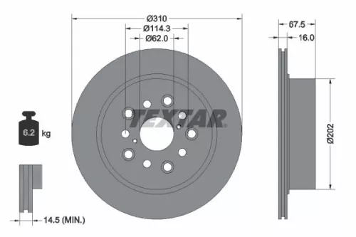 TEXTAR TEXTAR (92185703) 1x  TEXTAR Brake Disc 92185703 310 