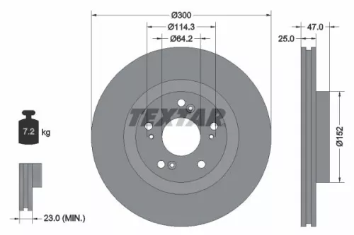 TEXTAR TEXTAR 92186503 1x TEXTAR 92186503 Brake Disc 