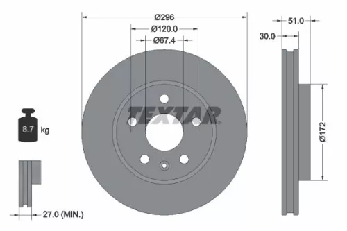 1x  TEXTAR Brake Disc