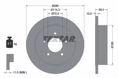 1x  TEXTAR Brake Disc