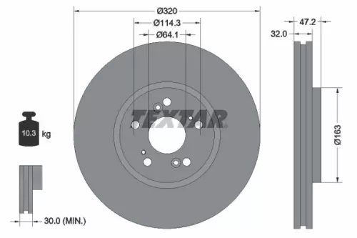 TEXTAR TEXTAR (92194900) 1x TEXTAR 92194900 Brake Disc 