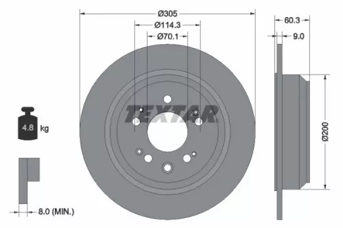 1x TEXTAR 92195100 Brake Disc