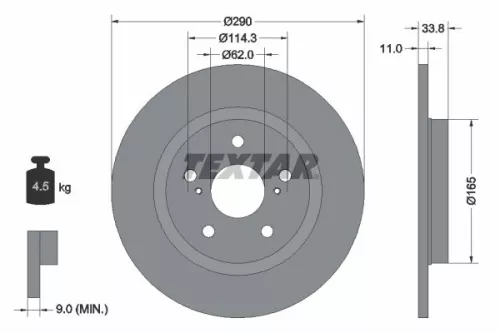 1x  TEXTAR Brake Disc