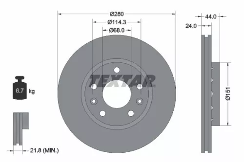 1x  TEXTAR Brake Disc