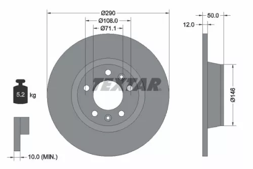 1x TEXTAR 92195803 Brake Disc