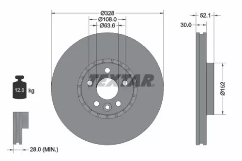 1x  TEXTAR Brake Disc