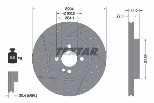 1x TEXTAR 92196703 Brake Disc