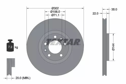 1x TEXTAR 92197103 Brake Disc