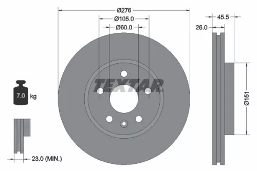 TEXTAR TEXTAR (92198903) 1x  TEXTAR Brake Disc 92198903 276 