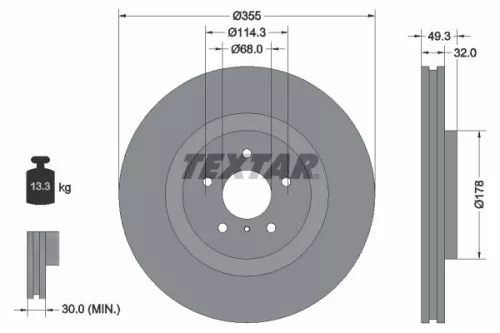 1x  TEXTAR Brake Disc