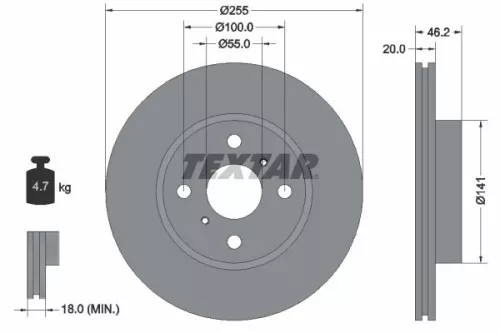 1x  TEXTAR Brake Disc