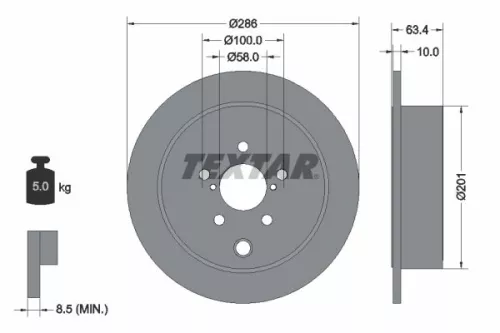 1x TEXTAR 92200000 Brake Disc