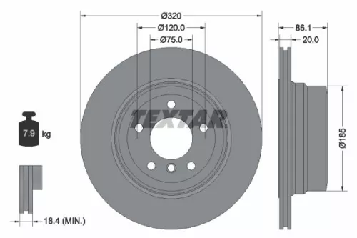 TEXTAR TEXTAR (92202003) 1x  TEXTAR Brake Disc 