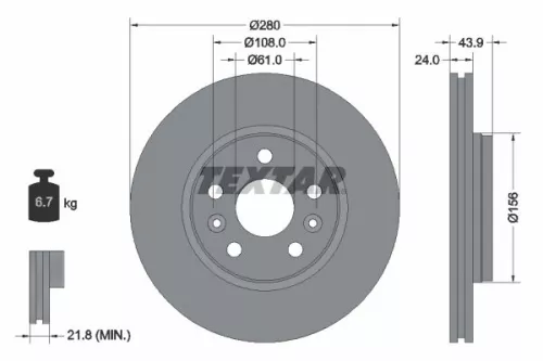 1x  TEXTAR Brake Disc 92202403 280