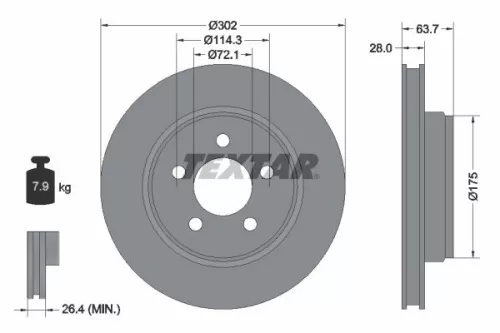 1x  TEXTAR Brake Disc