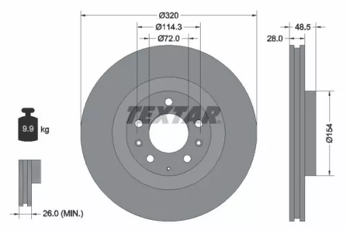 1x TEXTAR 92203403 Brake Disc