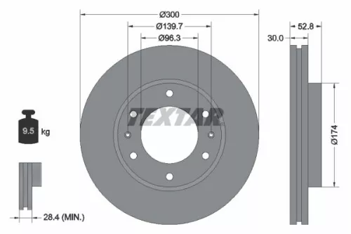 1x TEXTAR 92203800 Brake Disc
