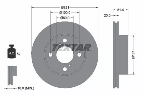 TEXTAR TEXTAR (92204100) 1x  TEXTAR Brake Disc 