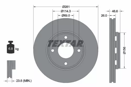 1x TEXTAR 92204400 Brake Disc