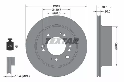 1x TEXTAR 92205000 Brake Disc