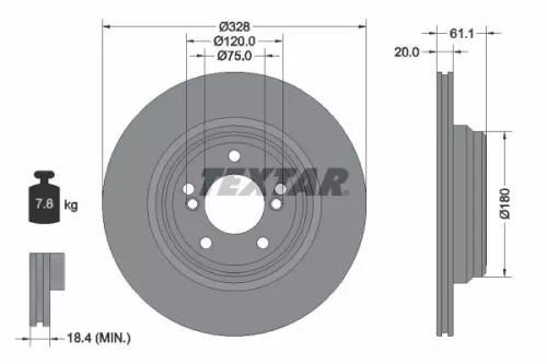 1x  TEXTAR Brake Disc