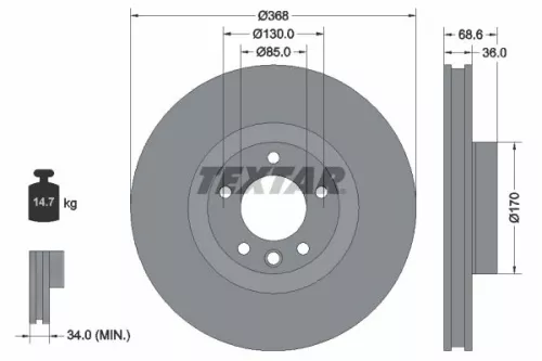 1x TEXTAR 92213603 Brake Disc