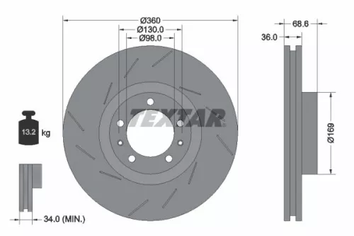 TEXTAR TEXTAR 92214005 1x TEXTAR 92214005 Brake Disc 