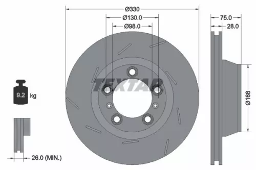 TEXTAR TEXTAR 92220607 1x TEXTAR 92220607 Brake Disc 