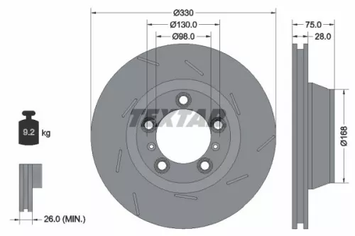 TEXTAR TEXTAR 92220707 1x TEXTAR 92220707 Brake Disc 