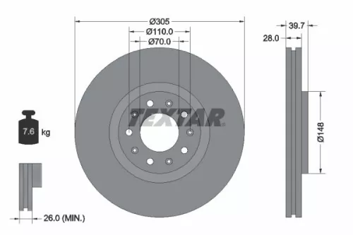 1x  TEXTAR Brake Disc