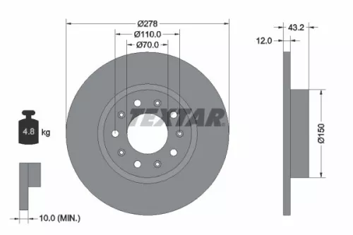 1x TEXTAR 92221003 Brake Disc