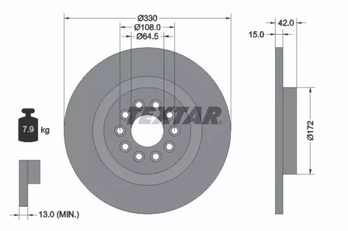 1x TEXTAR 92221403 Brake Disc