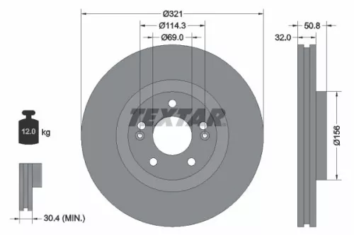 1x  TEXTAR Brake Disc